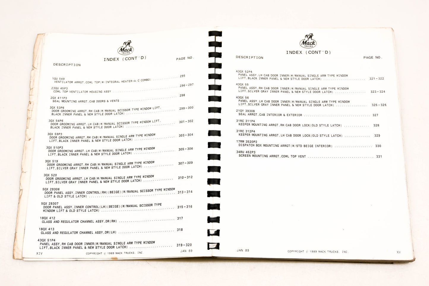 Mack DP036-10 1989 RL/RS Series Collision Repair Book