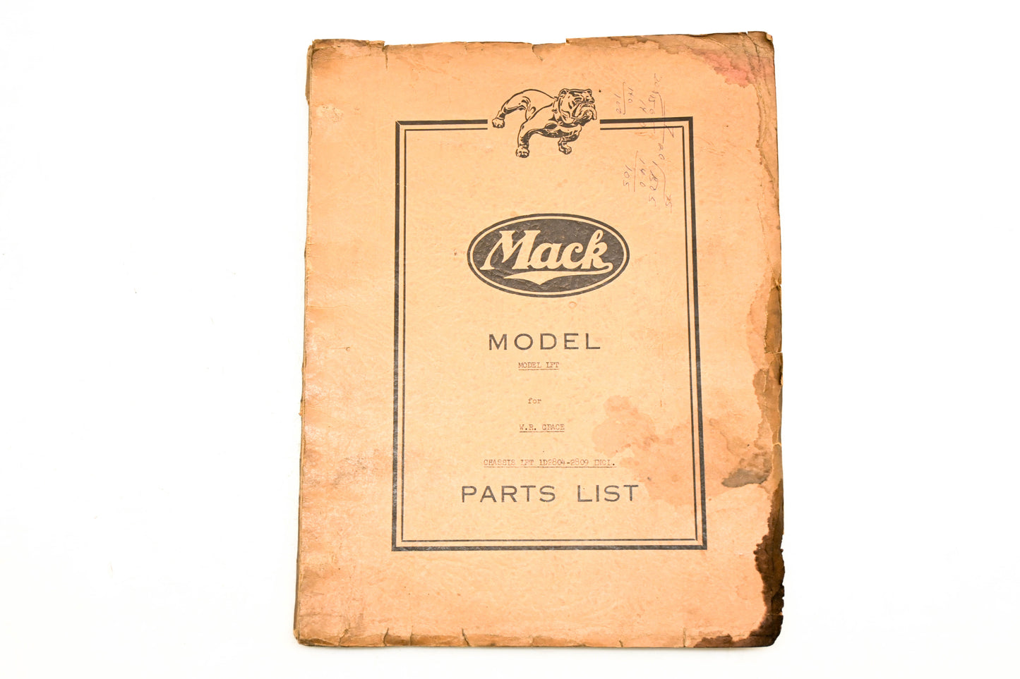 Mack 1524 1946 Model LFT - EN510 Parts List Manual