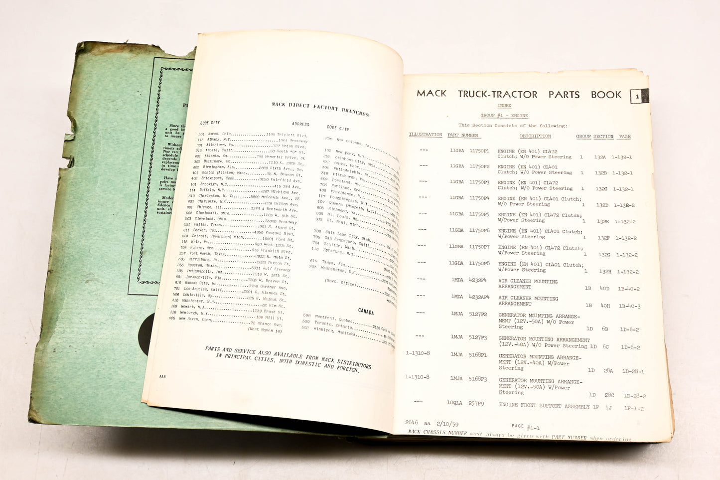 Mack 2646 1958 Model N42P/N42T Parts List Manual