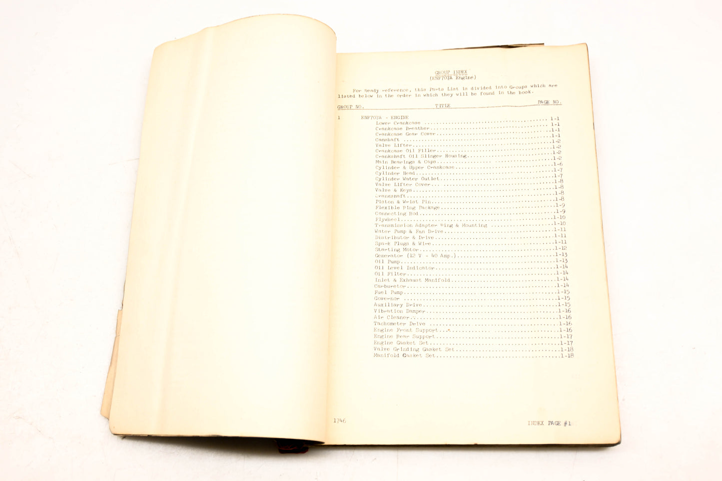 Mack 1746 1949 Fire Apparatus L19/L85/L95/L125 - ENF707A Parts List Manual