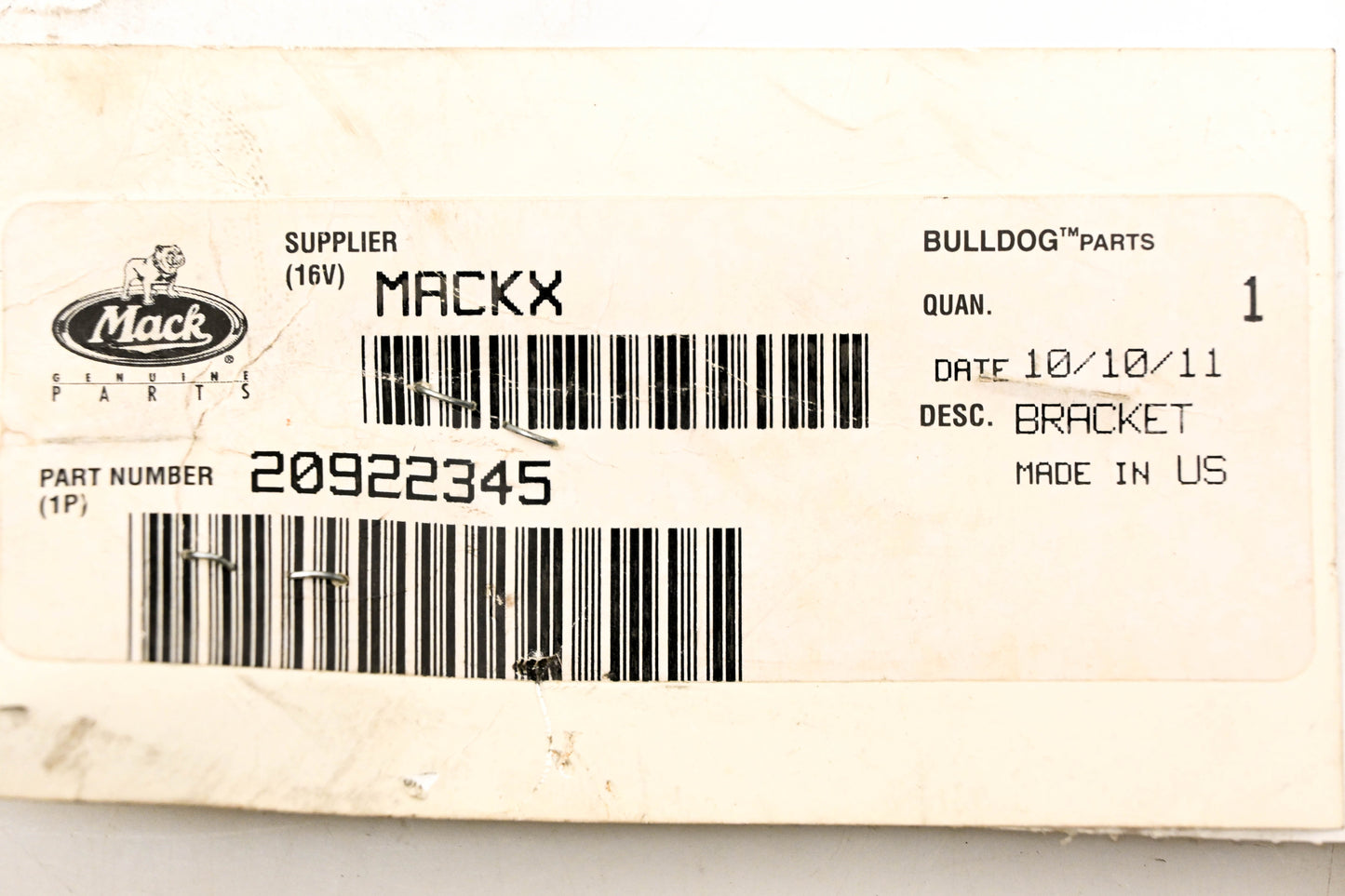 Mack 20922345 Bracket NOS
