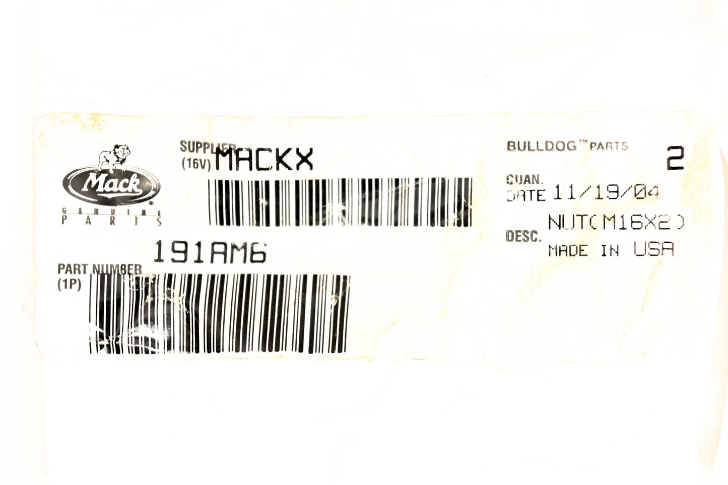Mack 191AM6 Locking Nuts Qty 2 NOS