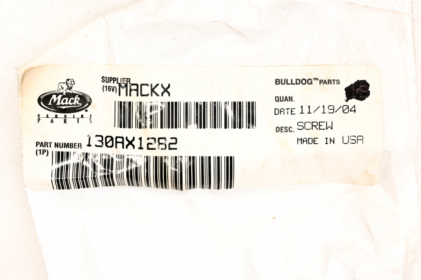 Mack 130AX1282 Screws Qty 2 NOS