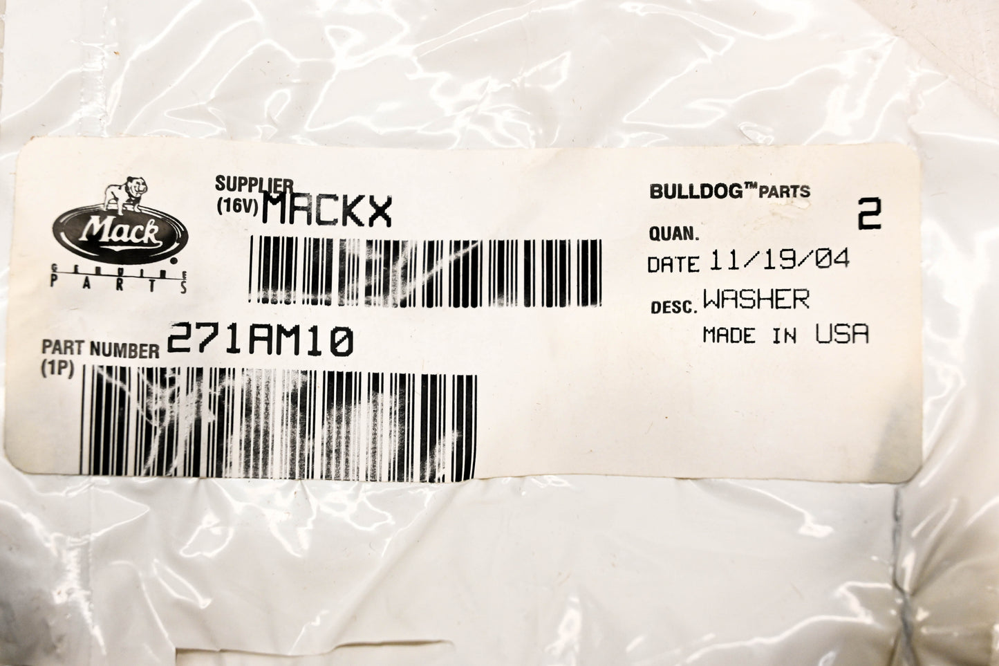 Mack 271AM10, 25086141 Washers Qty 2 NOS