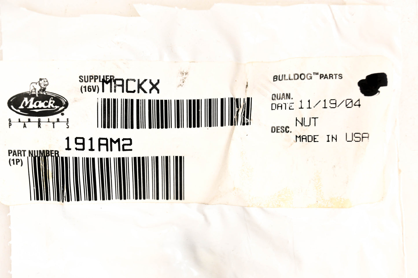 Mack 191AM2 Nuts Qty 2 NOS