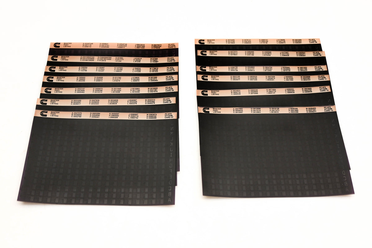 Cummins WZ019-137 1996 PC-670 Master Parts Listing Lot Of 13 Microfiche NOS