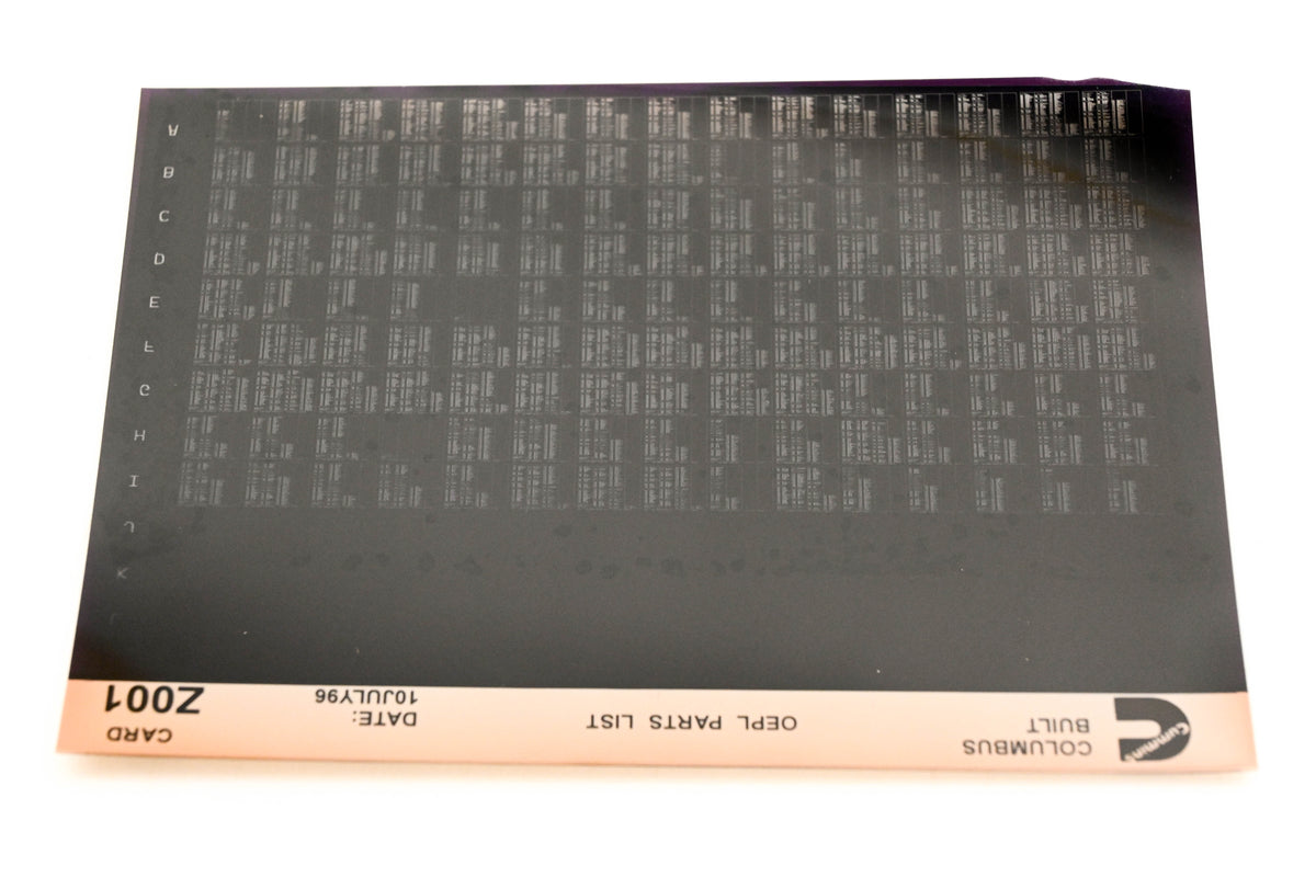 Cummins Z001 1996 Columbus OEPL Parts List Microfiche NOS
