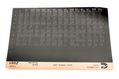 Cummins Z001 1996 Columbus OEPL Parts List Microfiche NOS