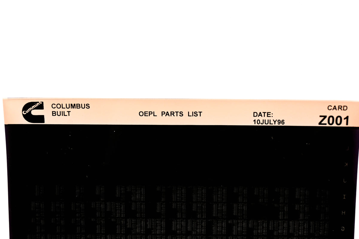 Cummins Z001 1996 Columbus OEPL Parts List Microfiche NOS