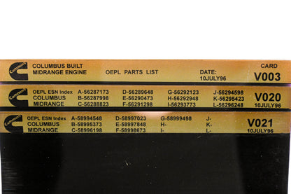 Cummins V003, V020, V021 1996 Columbus Midrange OEPL Part List & ESN Index Lot Of 3 Microfiche NOS