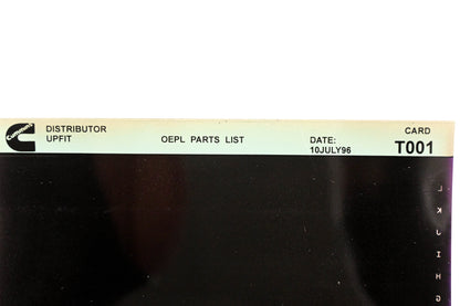 Cummins T001 1996 Distributor Upfit OEPL Parts List Microfiche NOS