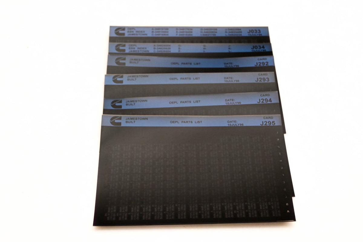 Cummins J033, J292, J295 1996 Jamestown OEPL Parts List & ESN Index Lot Of 6 Microfiche NOS