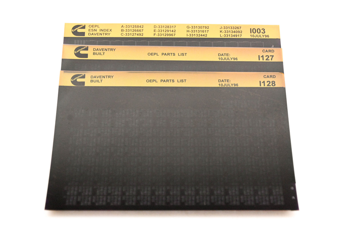 Cummins I003, I127, I128 1996 Daventry OEPL Parts List & ESN Index Lot of 3 Microfiche NOS