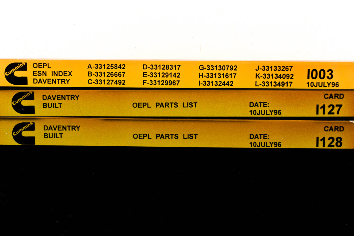 Cummins I003, I127, I128 1996 Daventry OEPL Parts List & ESN Index Lot of 3 Microfiche NOS