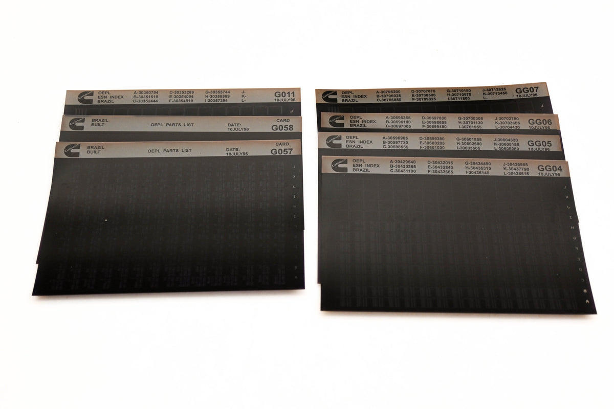Cummins G011, GG04, G058 1996 Brazil OEPL Parts List & ESN Index Lot Of 7 Microfiche NOS