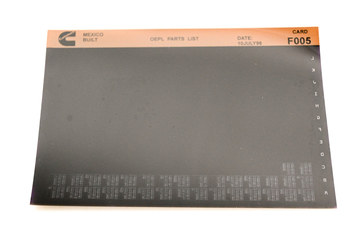 Cummins F005 1996 Mexico OEPL Parts List Microfiche NOS