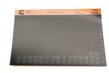 Cummins F005 1996 Mexico OEPL Parts List Microfiche NOS