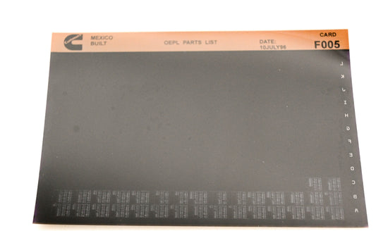 Cummins F005 1996 Mexico OEPL Parts List Microfiche NOS