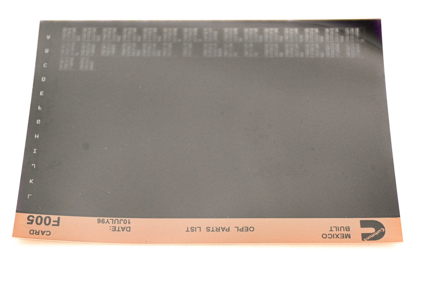 Cummins F005 1996 Mexico OEPL Parts List Microfiche NOS