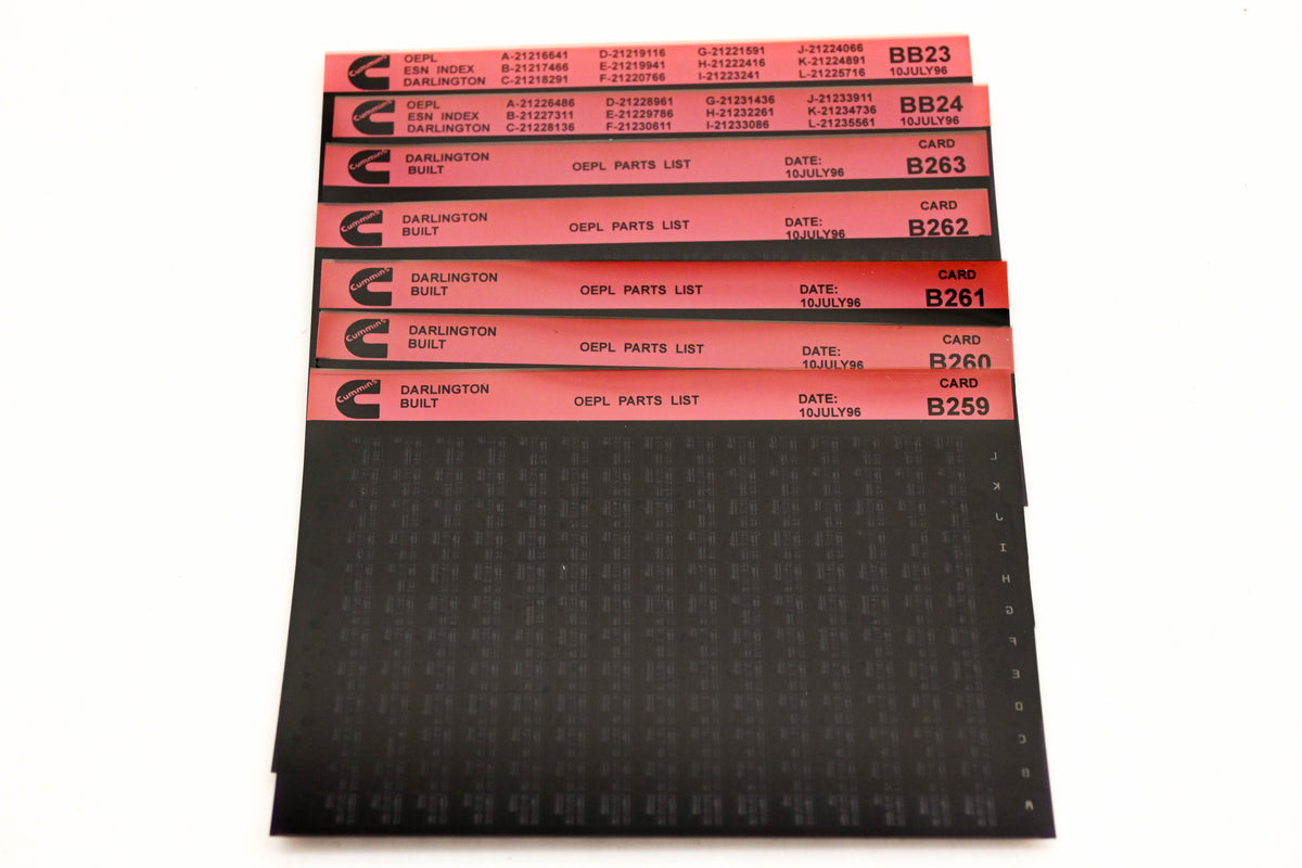 Cummins BB23, B259, B263 1996 Darlington OEPL Parts List & ESN Index Lot Of 7 Microfiche NOS