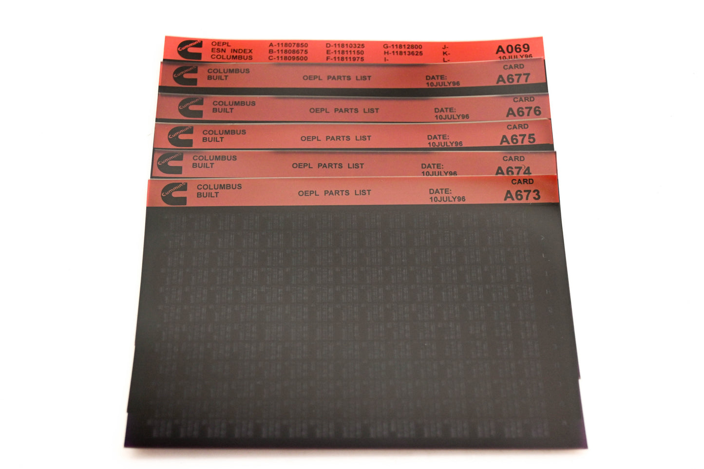 Cummins A069, A673, A677 1996 Columbus OEPL Parts List & ESN Index Lot Of 6 Microfiche NOS