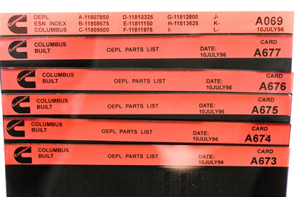Cummins A069, A673, A677 1996 Columbus OEPL Parts List & ESN Index Lot Of 6 Microfiche NOS