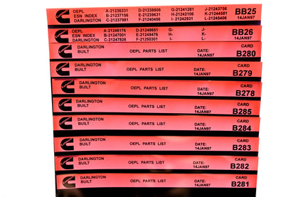 Cummins BB25, B278, B285 1997 Darlington OEPL Parts List & ESN Index Lot Of 10 Microfiche NOS
