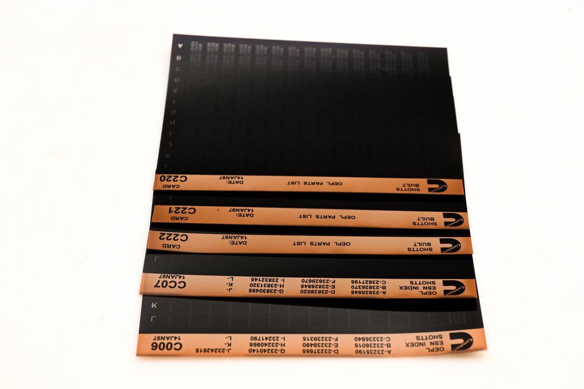 Cummins C006, CC07, C222 1997 Shotts OEPL Parts List & ESN Index Lot Of 5 Microfiche NOS