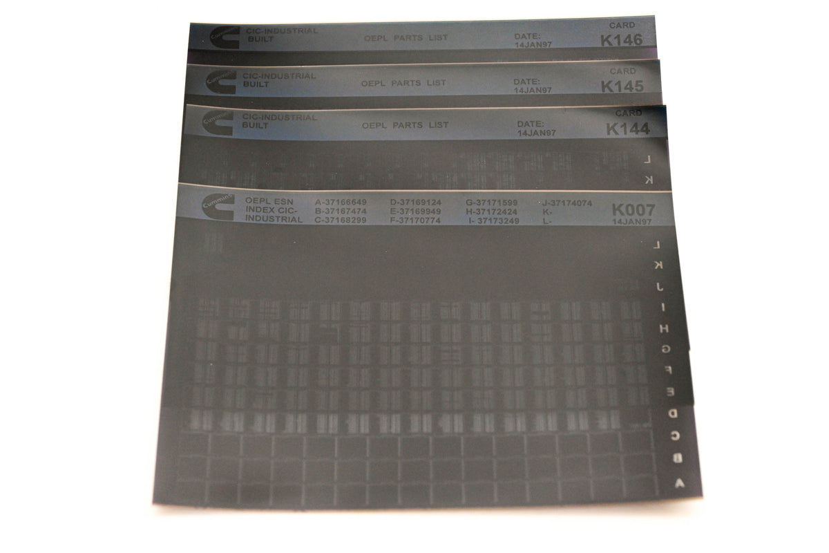 Cummins K007, K144, K146 1997 CIC Industrial OEPL Parts List & ESN Index Lot Of 4 Microfiche NOS