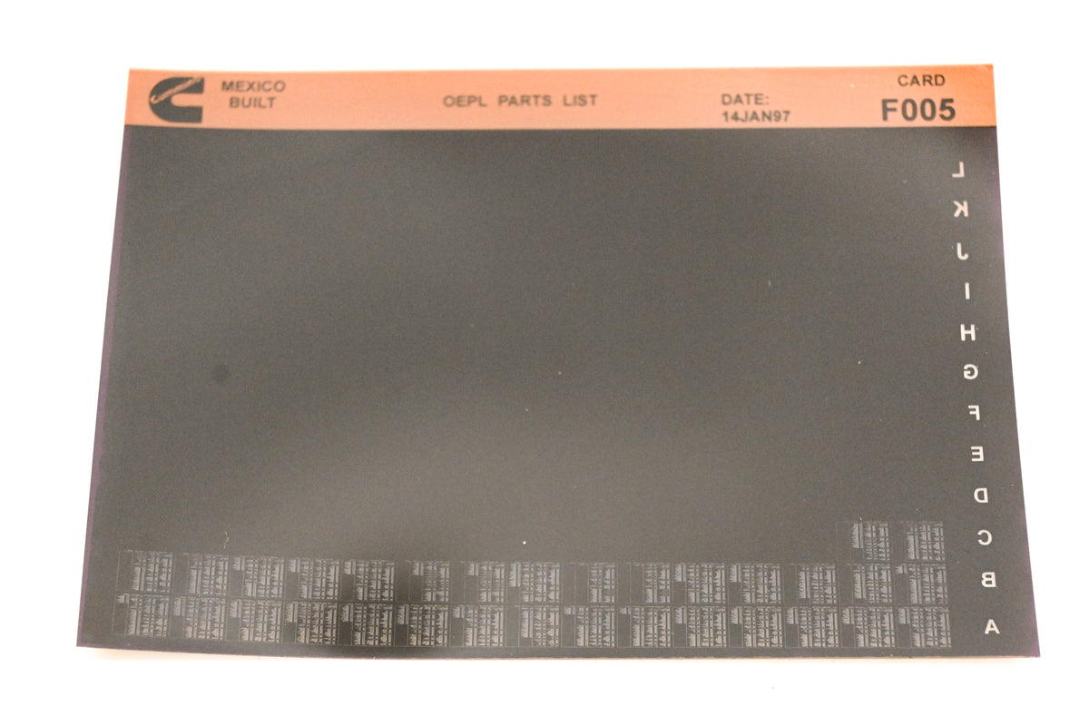 Cummins F005 1997 Mexico OEPL Parts List Microfiche NOS