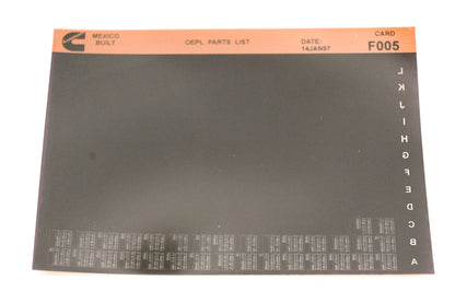 Cummins F005 1997 Mexico OEPL Parts List Microfiche NOS
