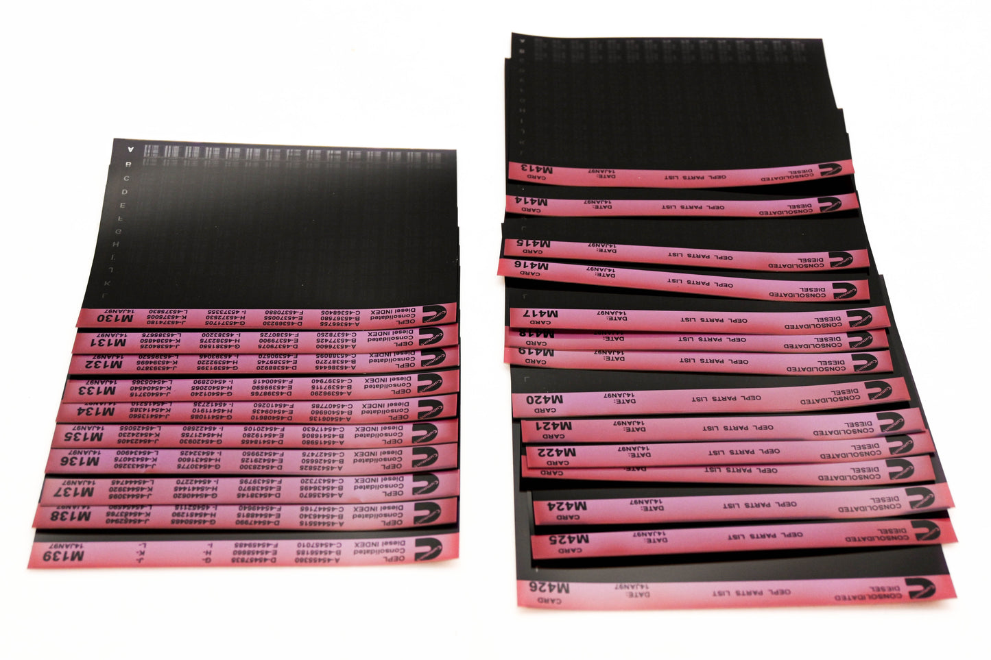 Cummins M130, M413, M426 1997 Consolidated Diesel OEPL Parts List & ESN Index Lot Of 24 Microfiche NOS