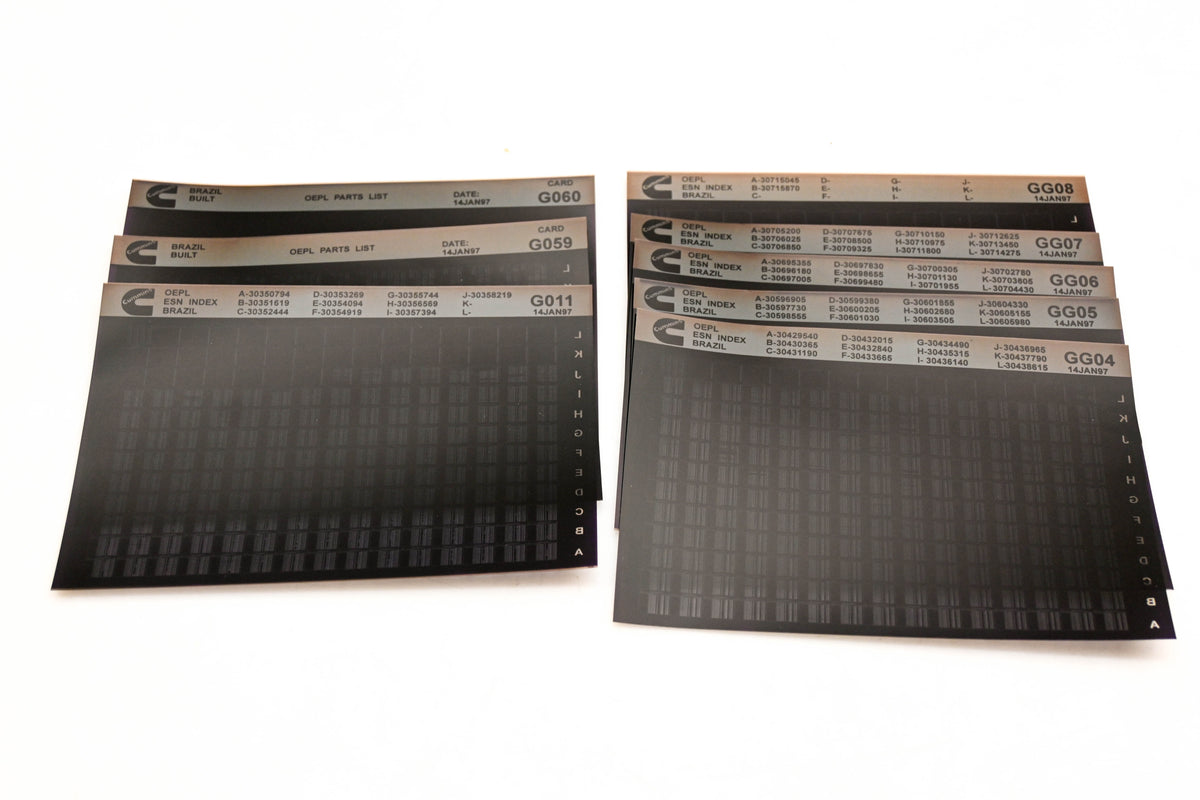 Cummins G011, GG04, G060 1997 Brazil OEPL Parts List & ESN Index Lot Of 8 Microfiche NOS