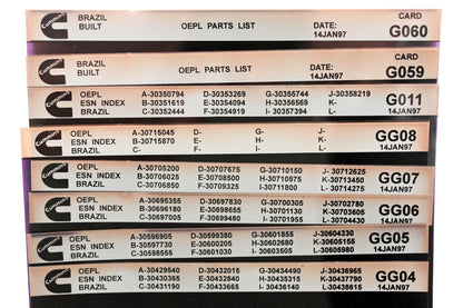 Cummins G011, GG04, G060 1997 Brazil OEPL Parts List & ESN Index Lot Of 8 Microfiche NOS