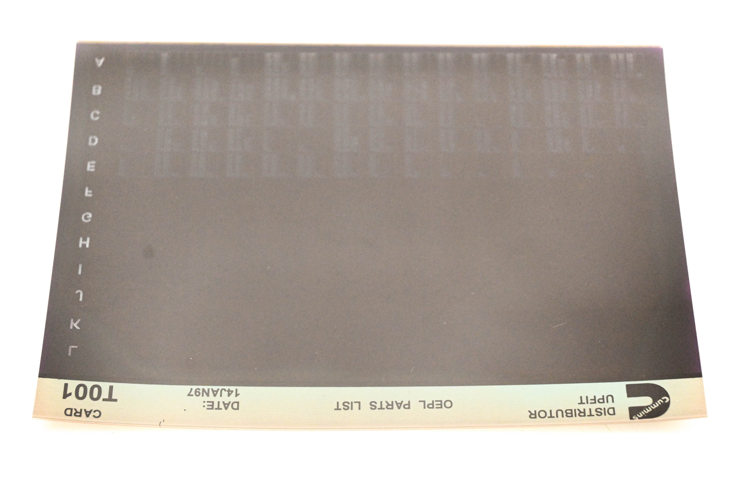 Cummins T001 1997 Distributor Upfit OEPL Parts List Microfiche NOS