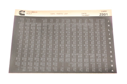 Cummins Z001 1997 Columbus OEPL Parts List Microfiche NOS