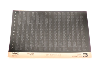 Cummins Z001 1997 Columbus OEPL Parts List Microfiche NOS