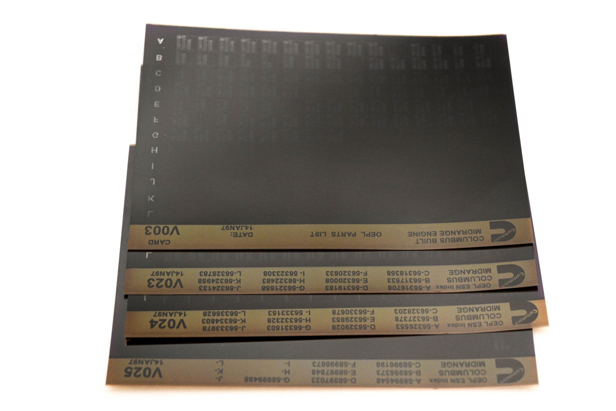 Cummins V003, V023, V025 1997 Columbus Midrange OEPL Parts List & ESN Index Lot Of 4 Microfiche NOS