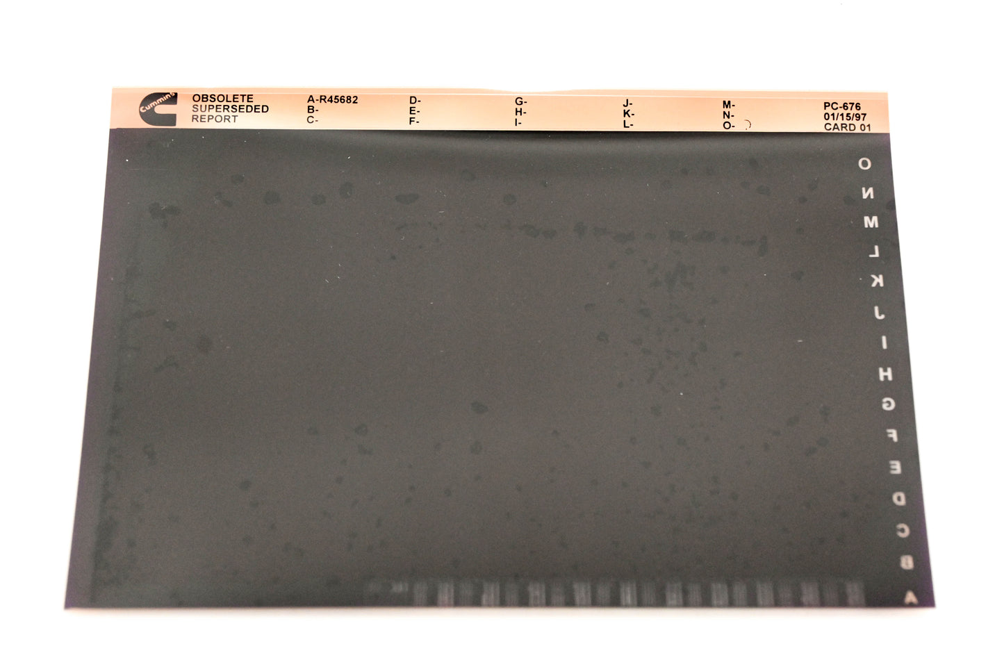 Cummins XM011-169 1997 PC-676 Obsolete Superseded Report Microfiche NOS