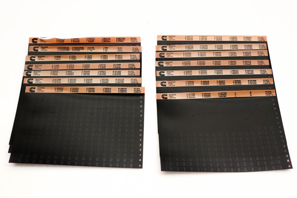 Cummins XM011-170 1997 PC-670 Master Part Listing Lot Of 14 Microfiche NOS