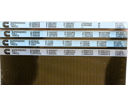 Cummins XM011-171 1997 KC-023 Superseded Full Trace Lot Of 4 Microfiche NOS