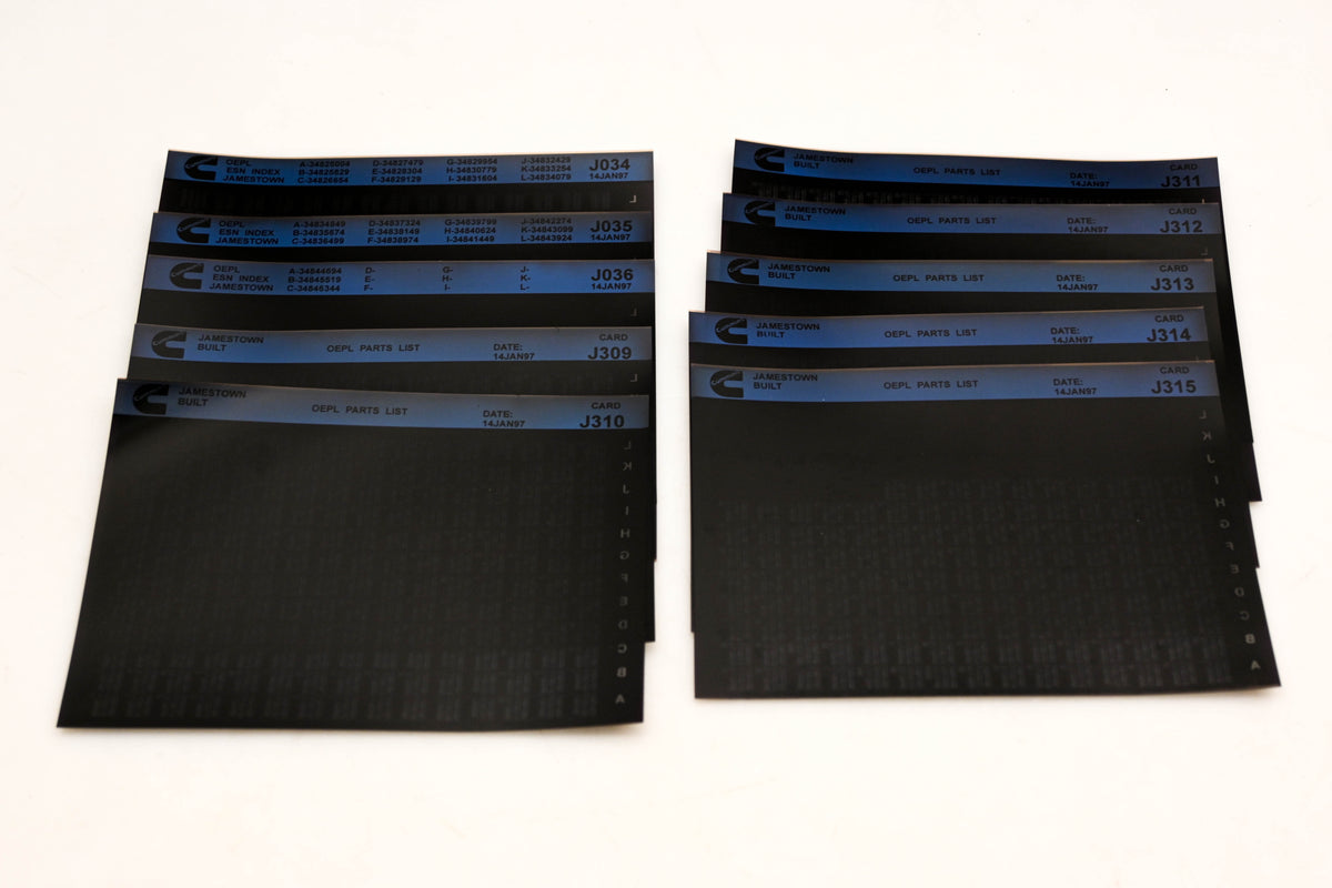 Cummins J034, J309, J315 1997 Jamestown OEPL Parts List & ESN Index Lot Of 10 Microfiche NOS