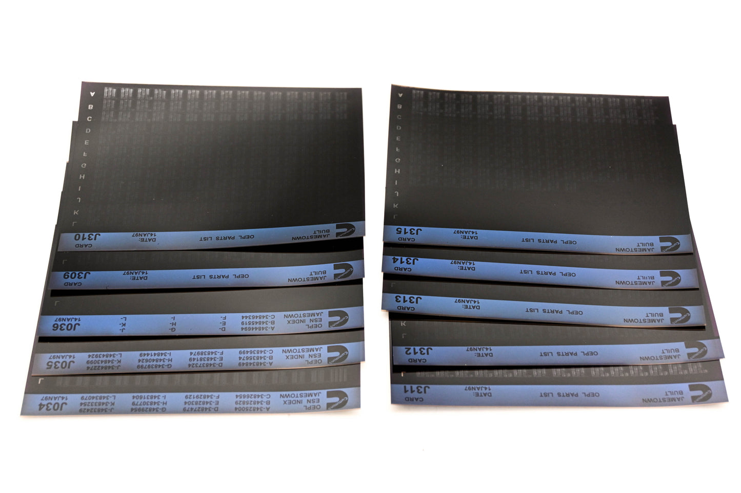 Cummins J034, J309, J315 1997 Jamestown OEPL Parts List & ESN Index Lot Of 10 Microfiche NOS