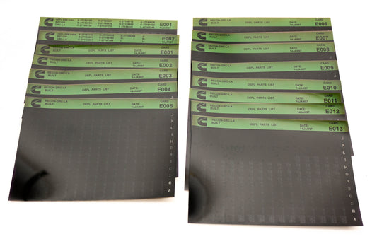 Cummins E001, E007, E013 1997 RECON DRC-LA OEPL Parts List & ESN Index Lot Of 15 Microfiche NOS