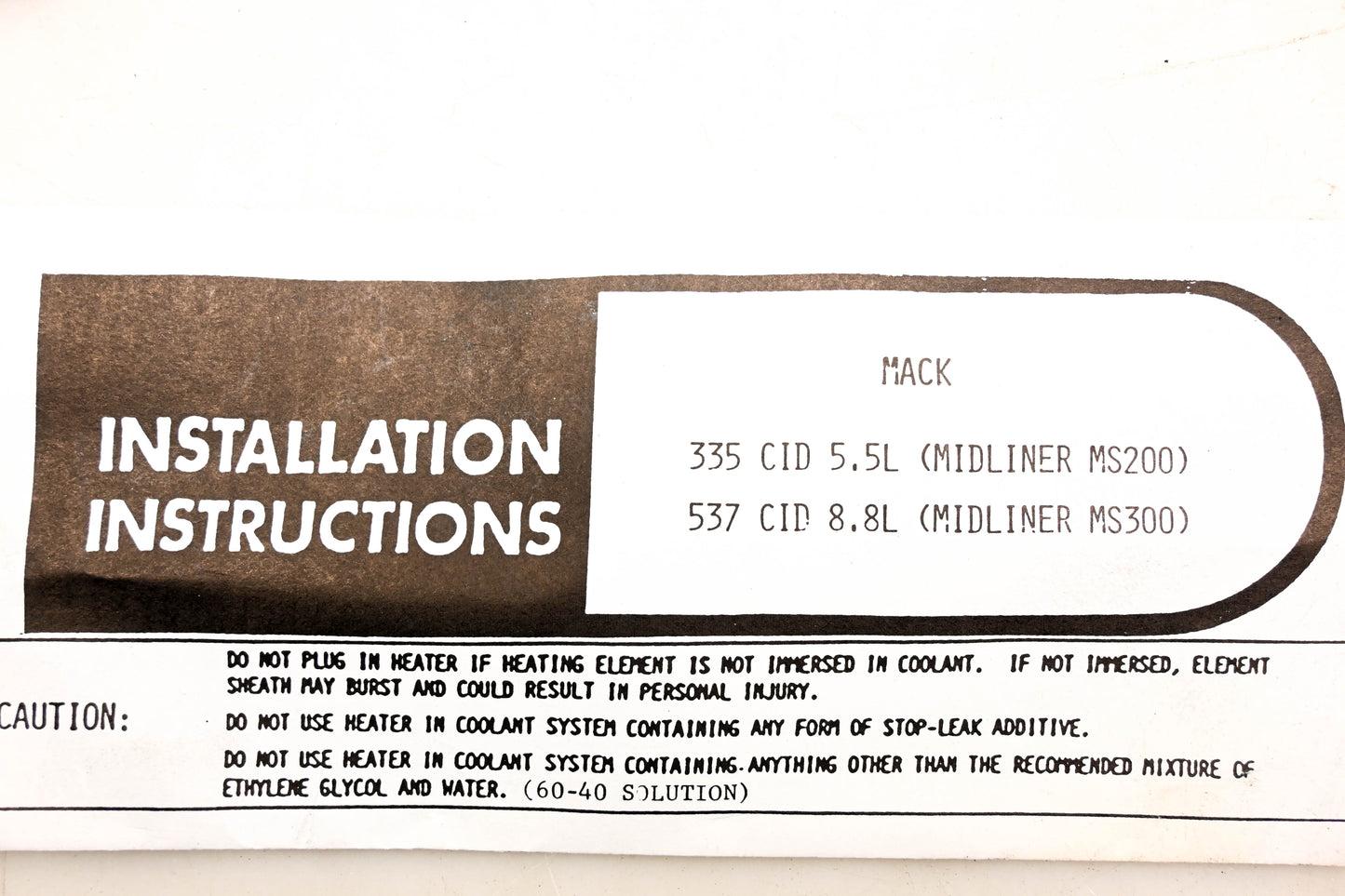 Zerostart 8600384, 860-0384 Heater Element Kit NOS
