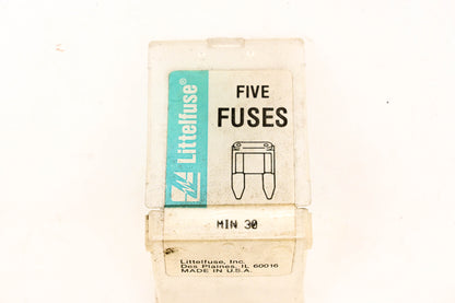 Littlefuse MIN-30 30 Amp Fuses Qty 5 NOS