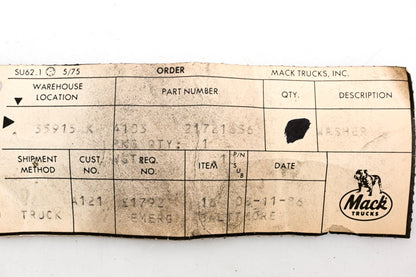 Mack 4103-21721636 Special Washer NOS