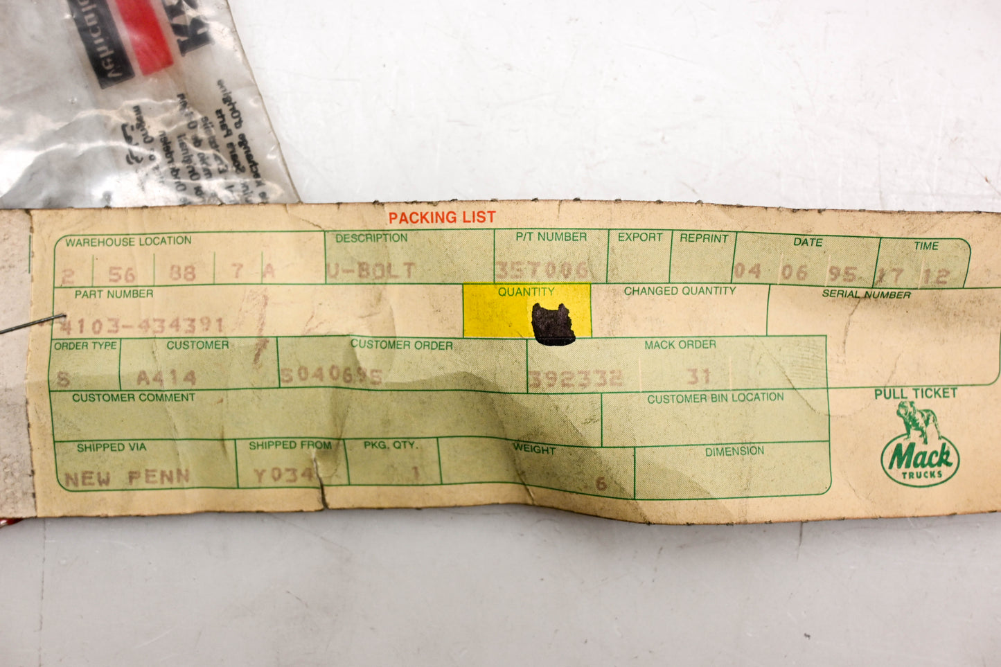 Mack 4103-434391, 0000434391 Renault U-Bolt NOS