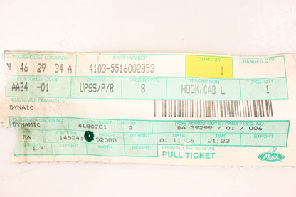 Mack 4103-5516002853, 5516002853 Renault Cab Lock Support Hook Assembly NOS