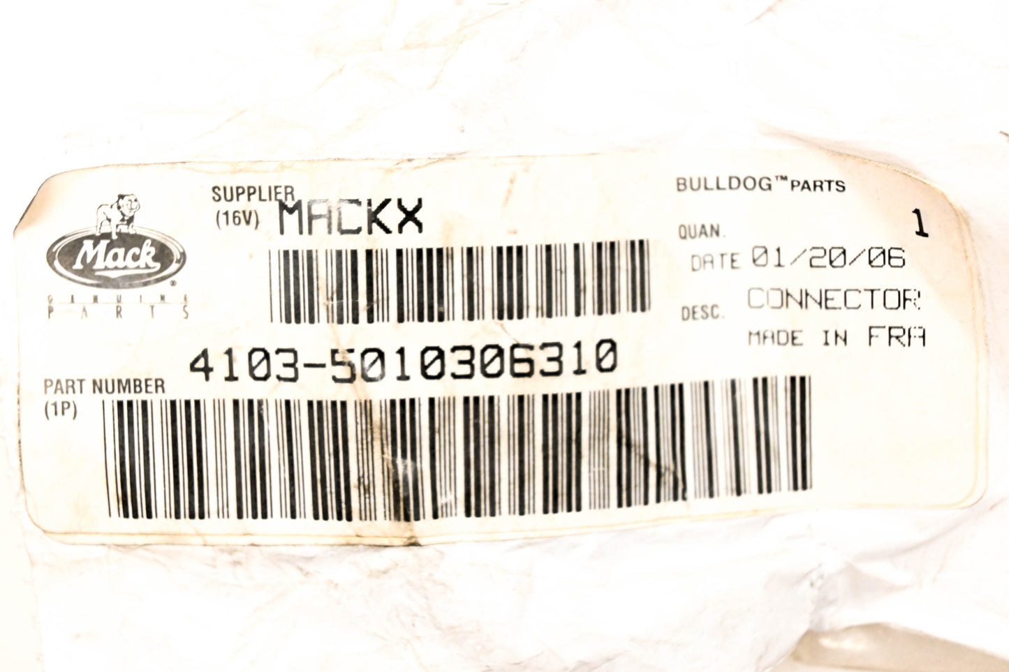 Mack 4103-5010306310, 5010306310 Renault Connector NOS